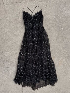 Costume Black Sparkle Lace Slip Dress - Women’s Witch Costme